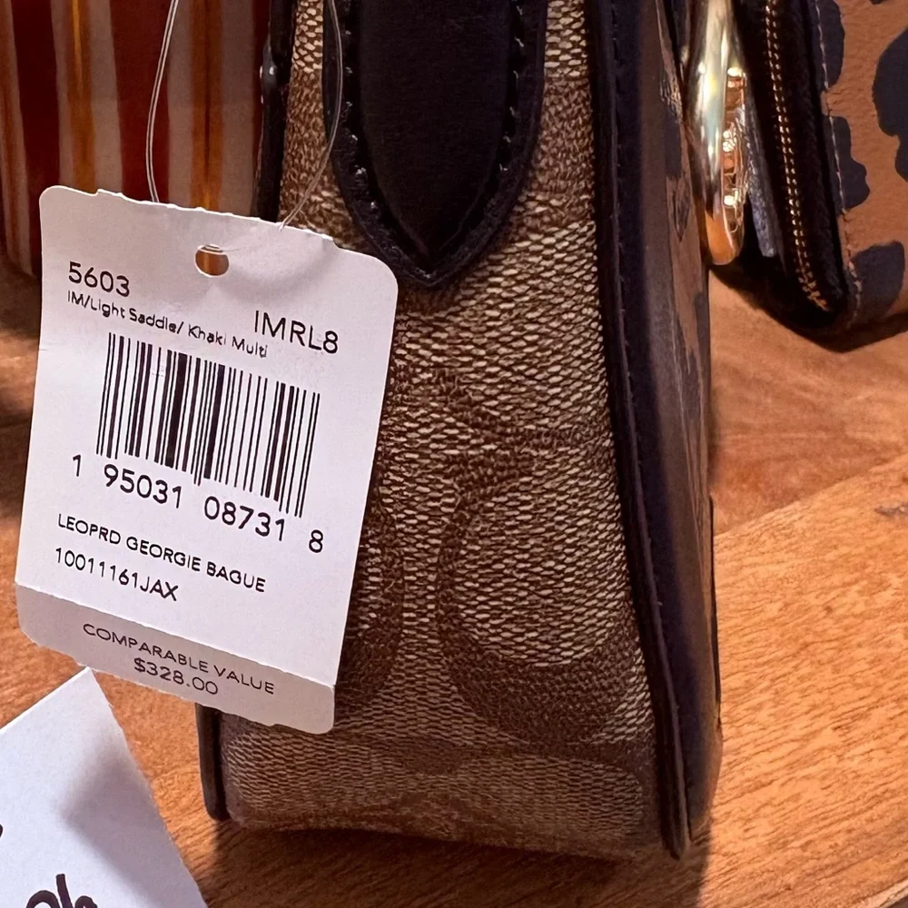 NWT COACH Georgie Baguette~ Leopard Crossbody Bag & Matching Wallet